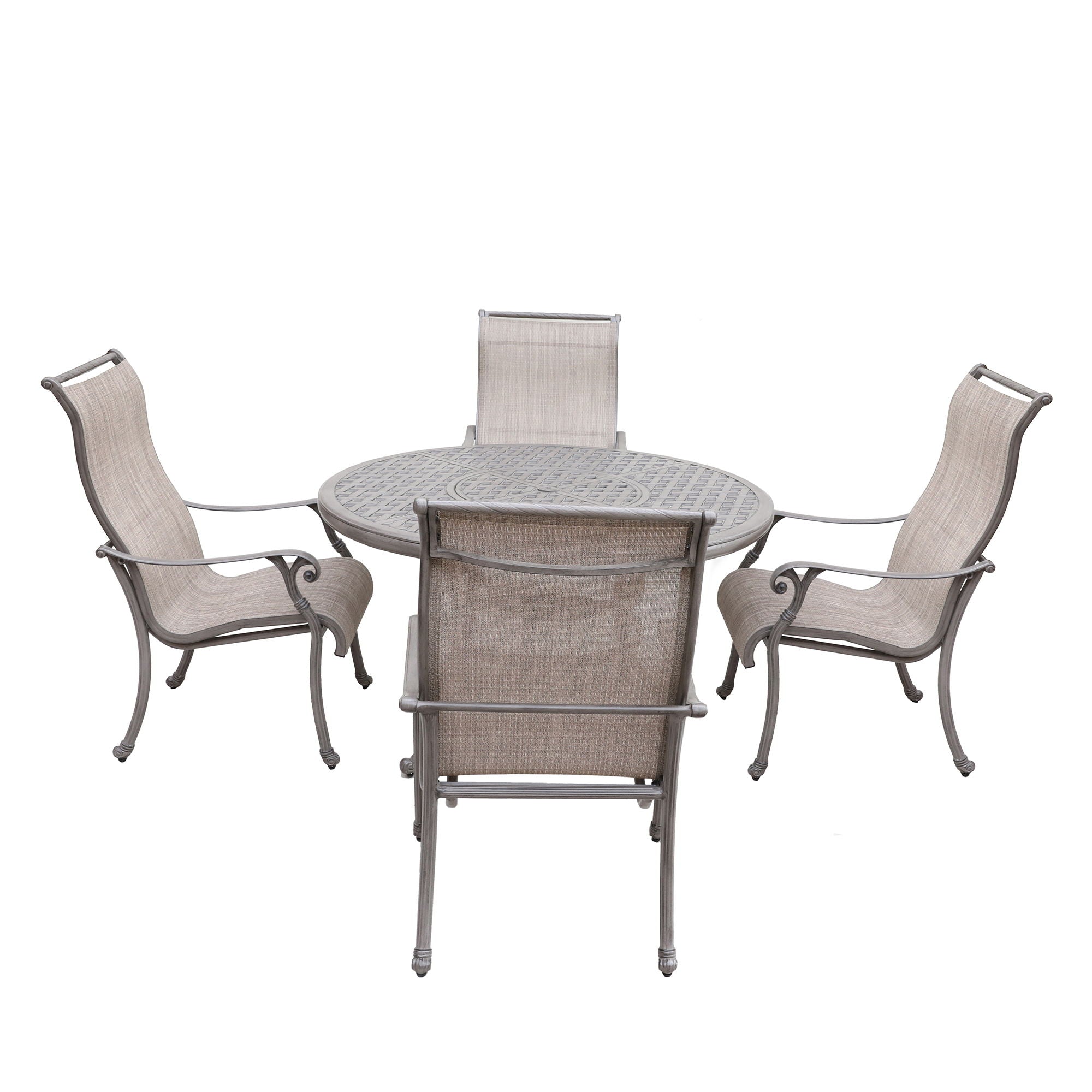 Cast Aluminum Dining Set With Sling Chairs