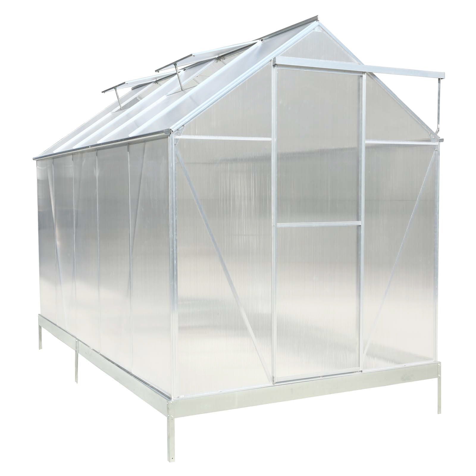 Polycarbonate Greenhouse, Heavy Duty Outdoor Aluminum Walk-In Green House Kit With Rain Gutter, Vent And Door For Backyard Garden