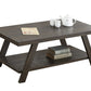 Athens Contemporary Wood Shelf Coffee Table in Weathered Espresso