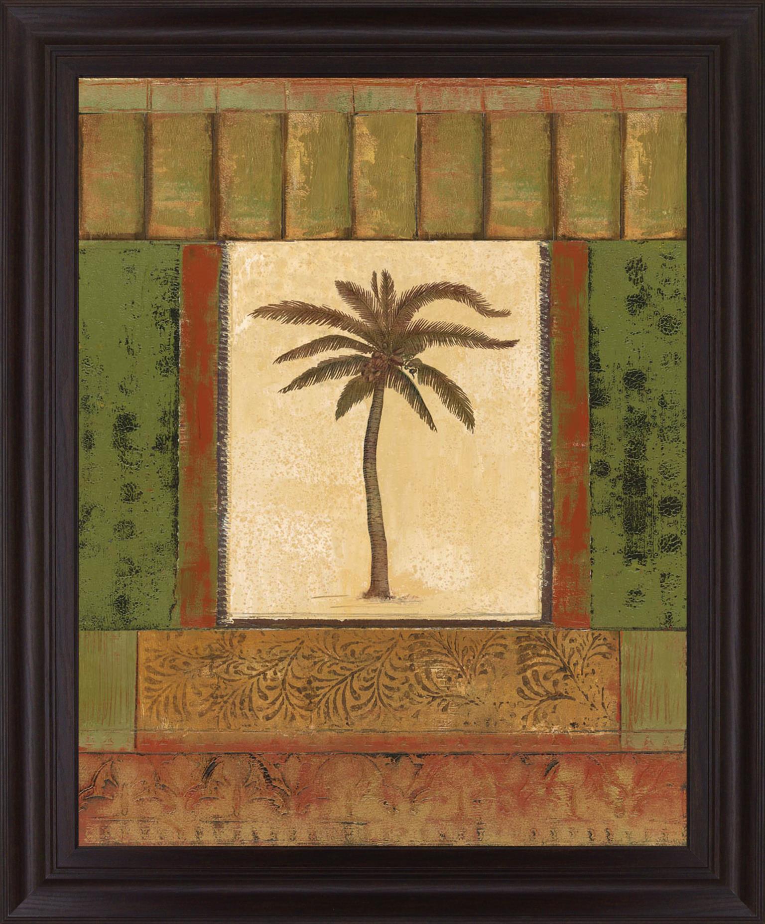 Verdant Palmway - 28" x 34" Framed Wall Art - Light Brown