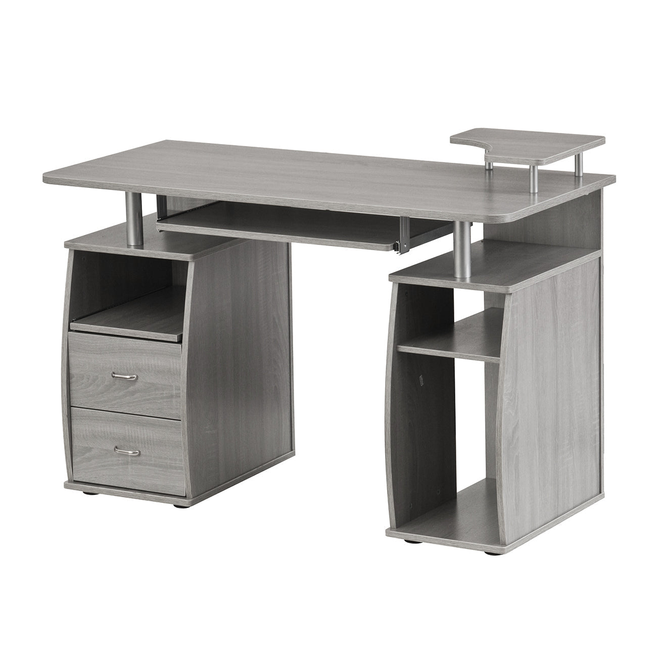 Techni Mobili Complete Computer Workstation Desk With Storage, Grey