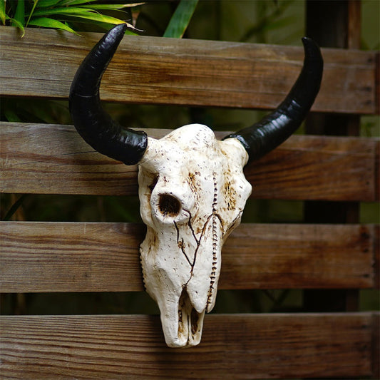Medium size cow horn wall mounted three-dimensional bone ornament