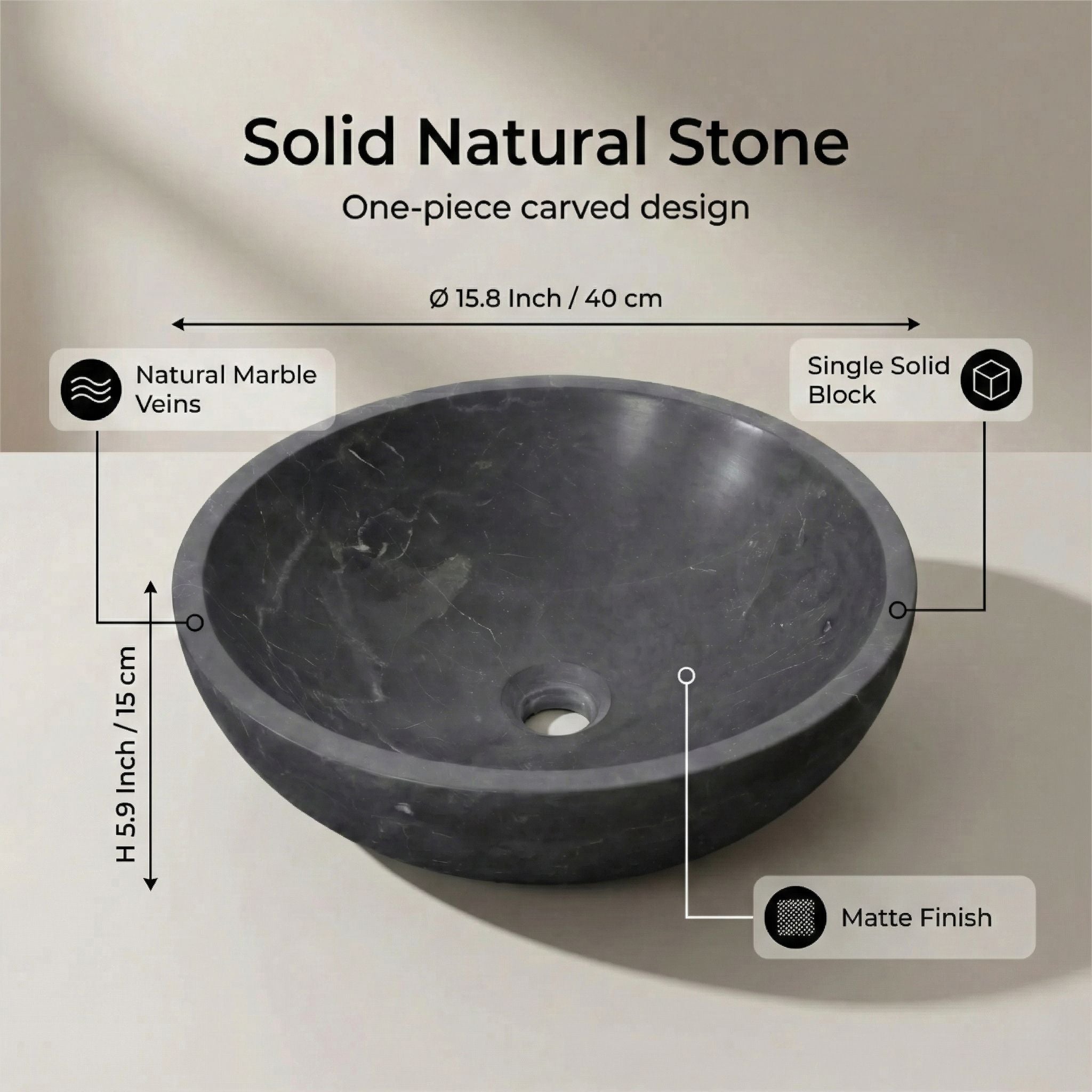 Bathroom Vessel Sink, Circular Design