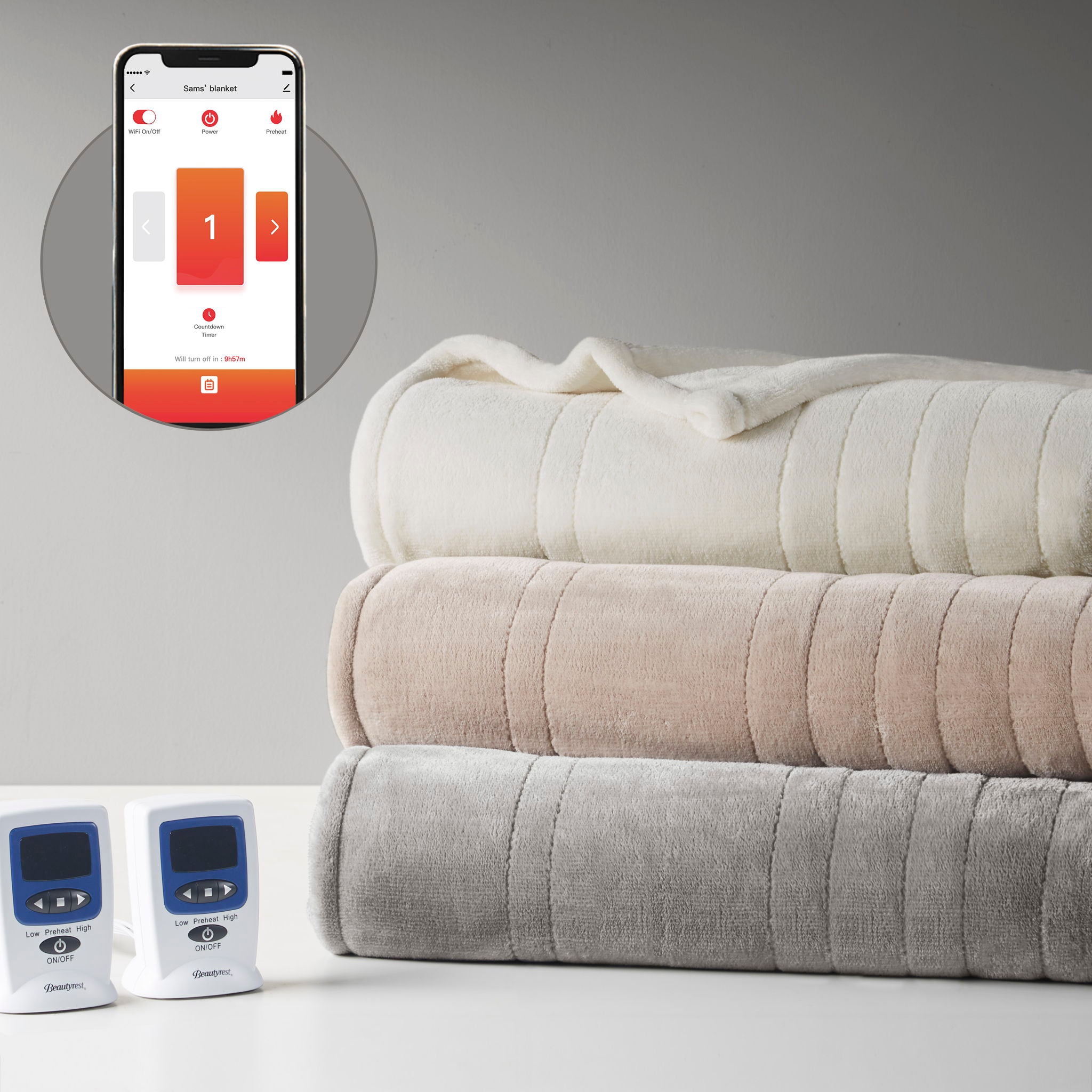 Microplush - King Heated Blanket With Wifi Technology - Taupe