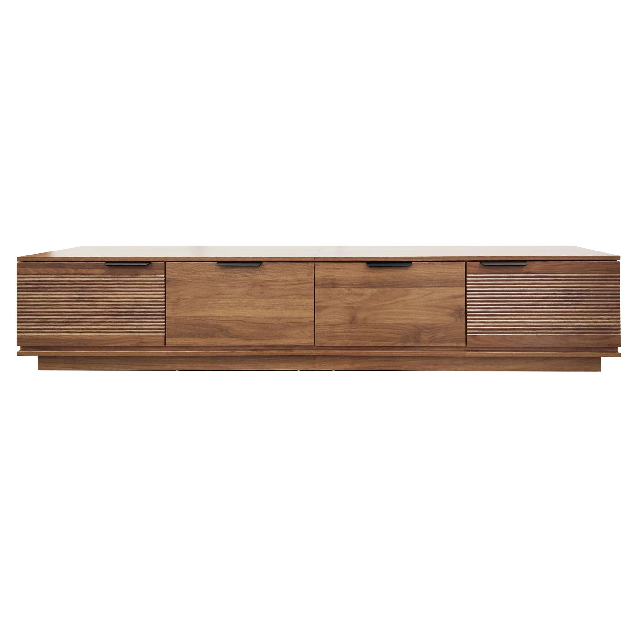 TV Stand, Entertainment Center & Fluted Door & Cable Management, Soft Closing Hinges - Walnut