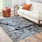 Shifra Luxury Area Rug in Gray with Navy Blue Abstract Design