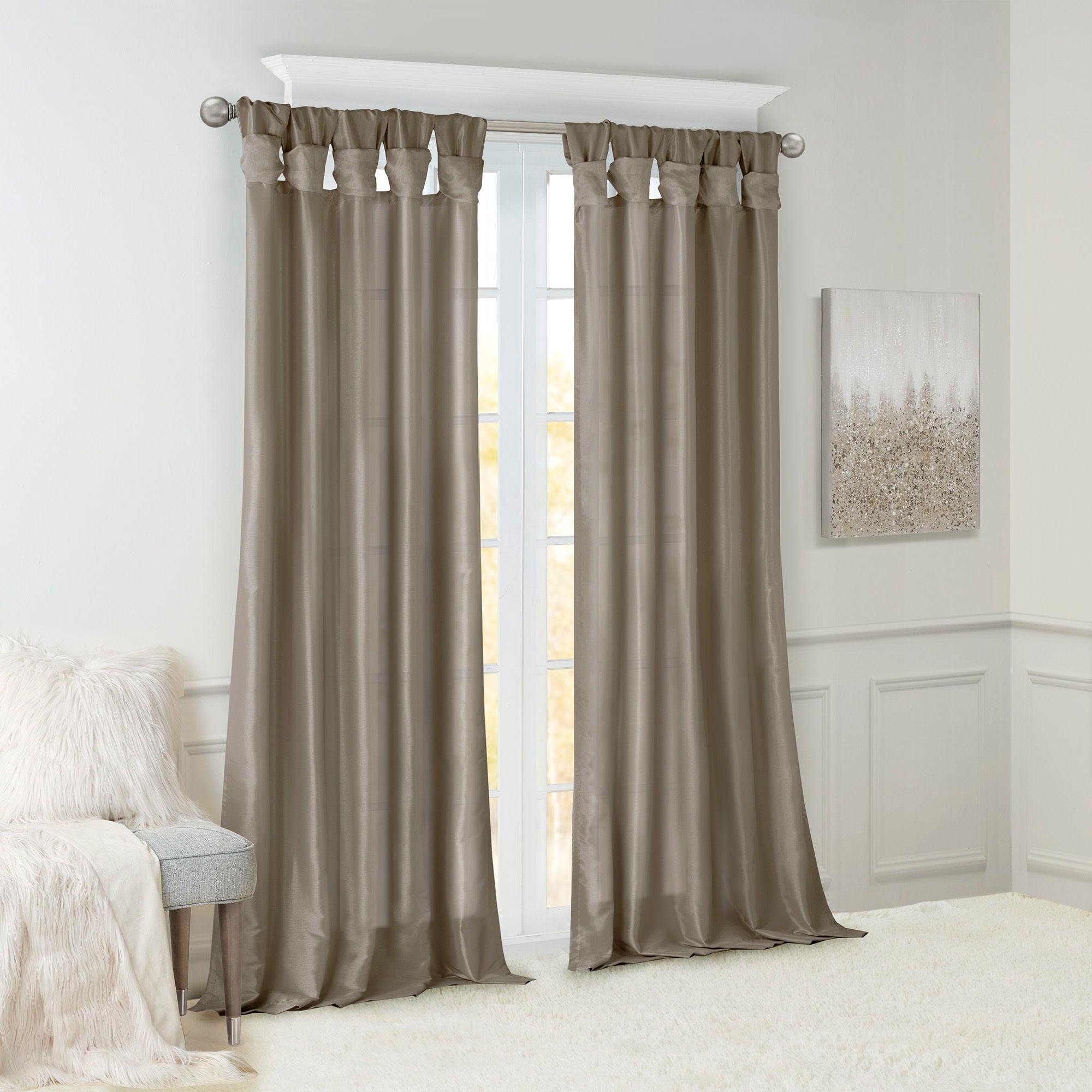 Emilia - 120" Twist Tab Lined Window Curtain - Pewter