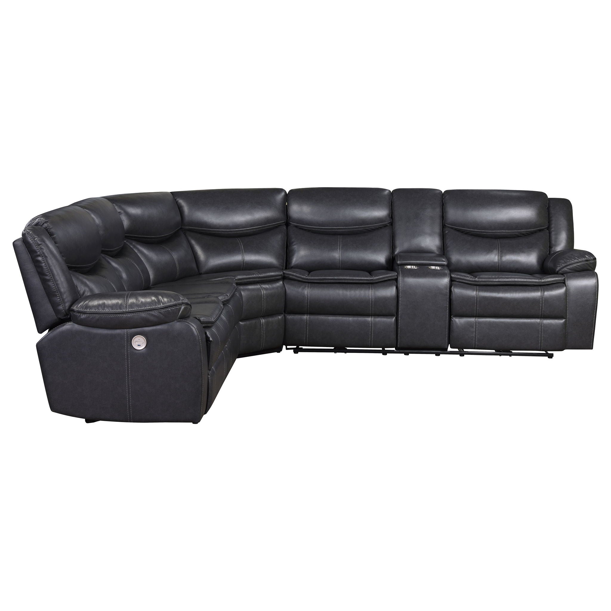 Salerno - Upholstered Power Reclining Sectional Sofa - Dark Gray