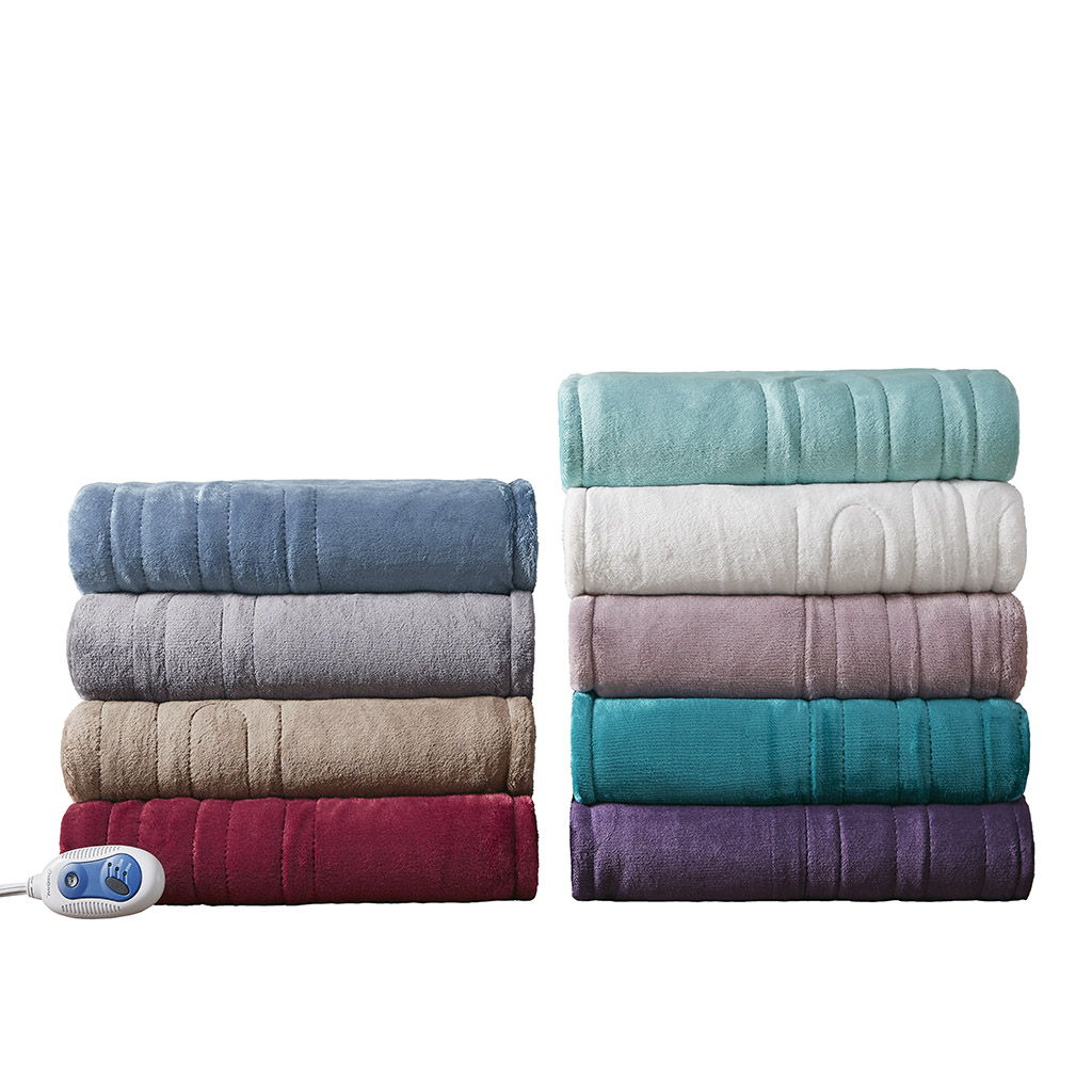 Heated Plush - Throw - Sapphire Blue