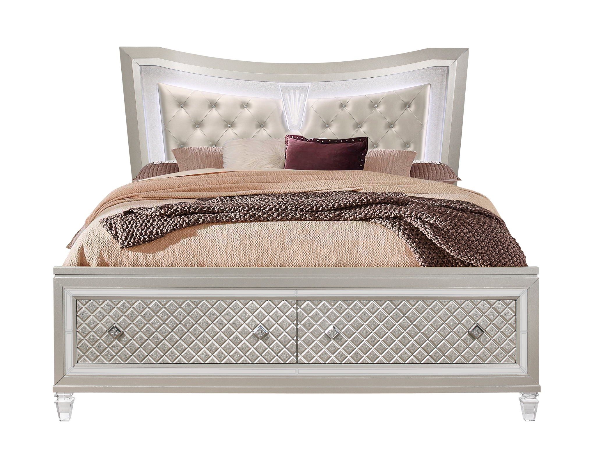 Paris - King Bed Storage Footboard & Slats - Champagne