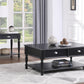 Classic Design Black Finish Lift Top Cocktail Table with Casters Bottom Shelf Wooden Traditional Living Room Furniture