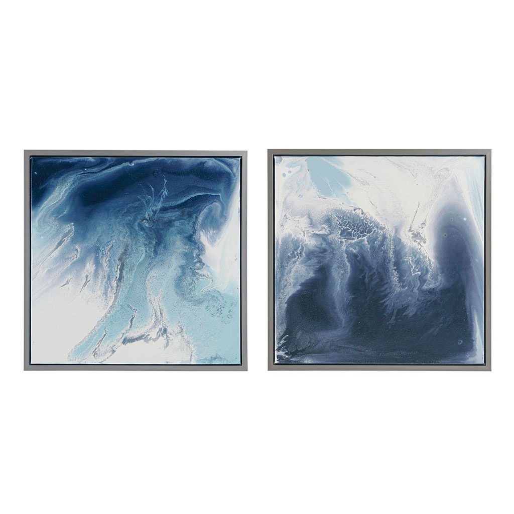 Blue Lagoon 2 - Framed Canvas (Set of 2) - Blue