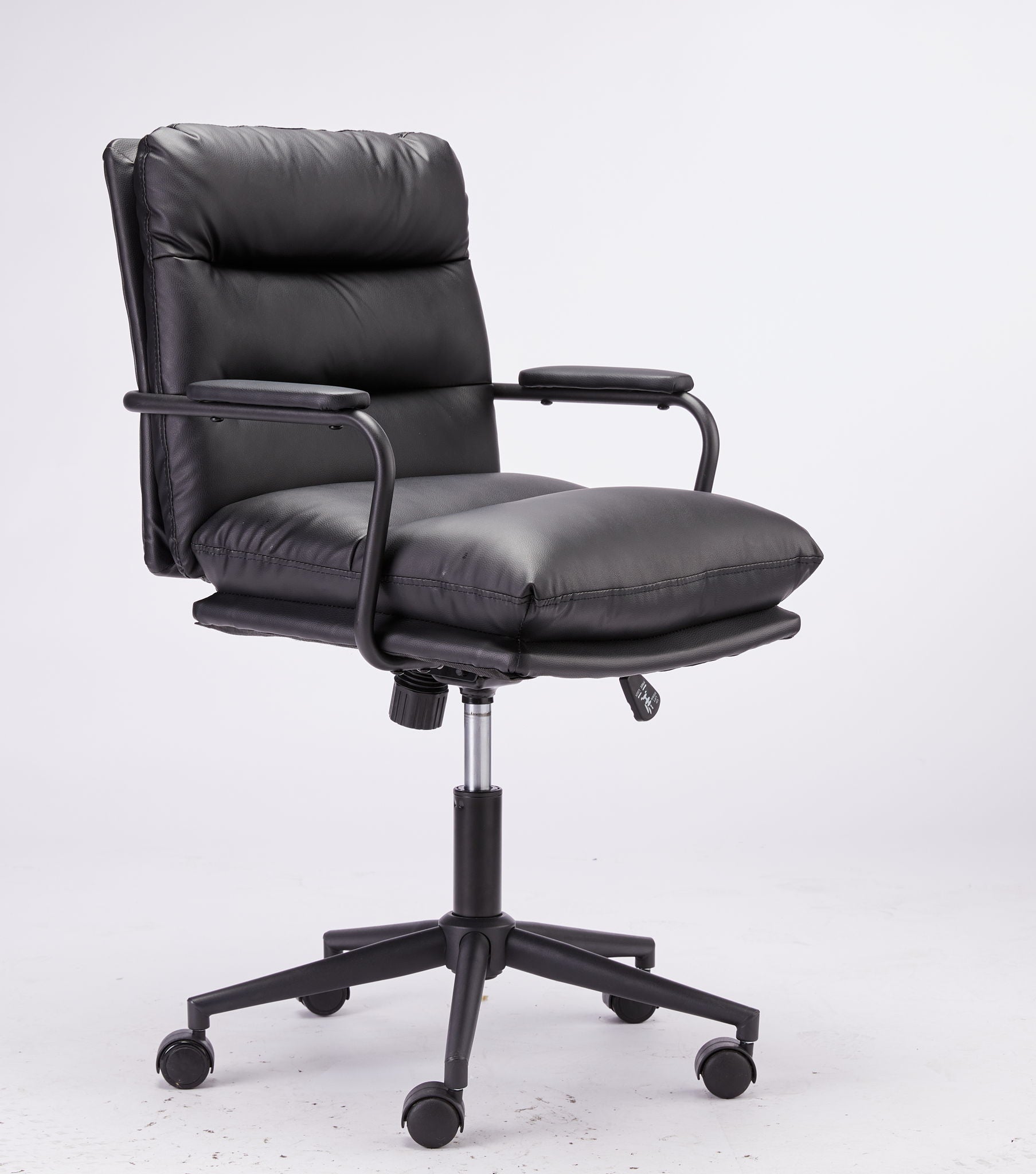 Office Chair Mid Back Desk Chair Modern Excutive Office Chair With Arms And Wheels For Home Office - Black