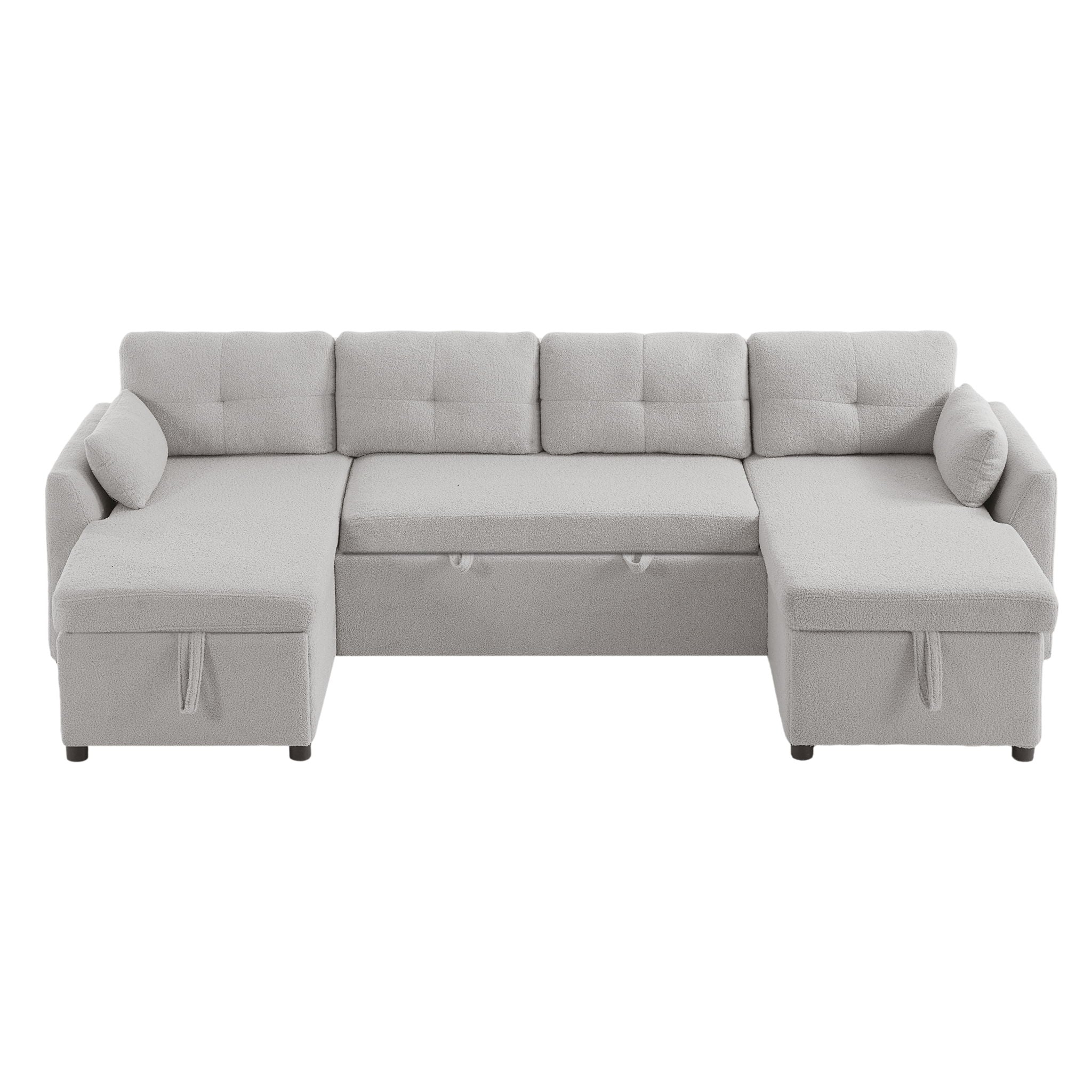 U-Shaped Sectional Sofa Bed With Storage And USB Ports