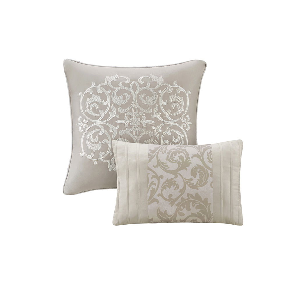 Ramsey - California King Embroidered 8 Piece Comforter Set - Neutral