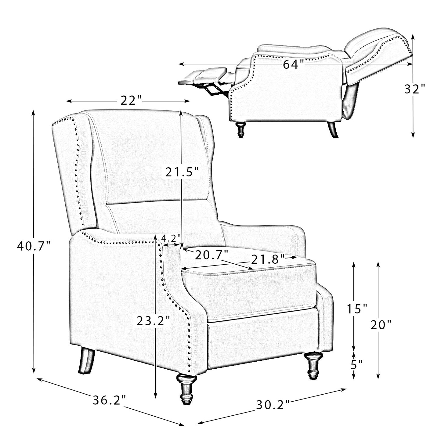 Marte Genuine Leather Recliner-BEIGE