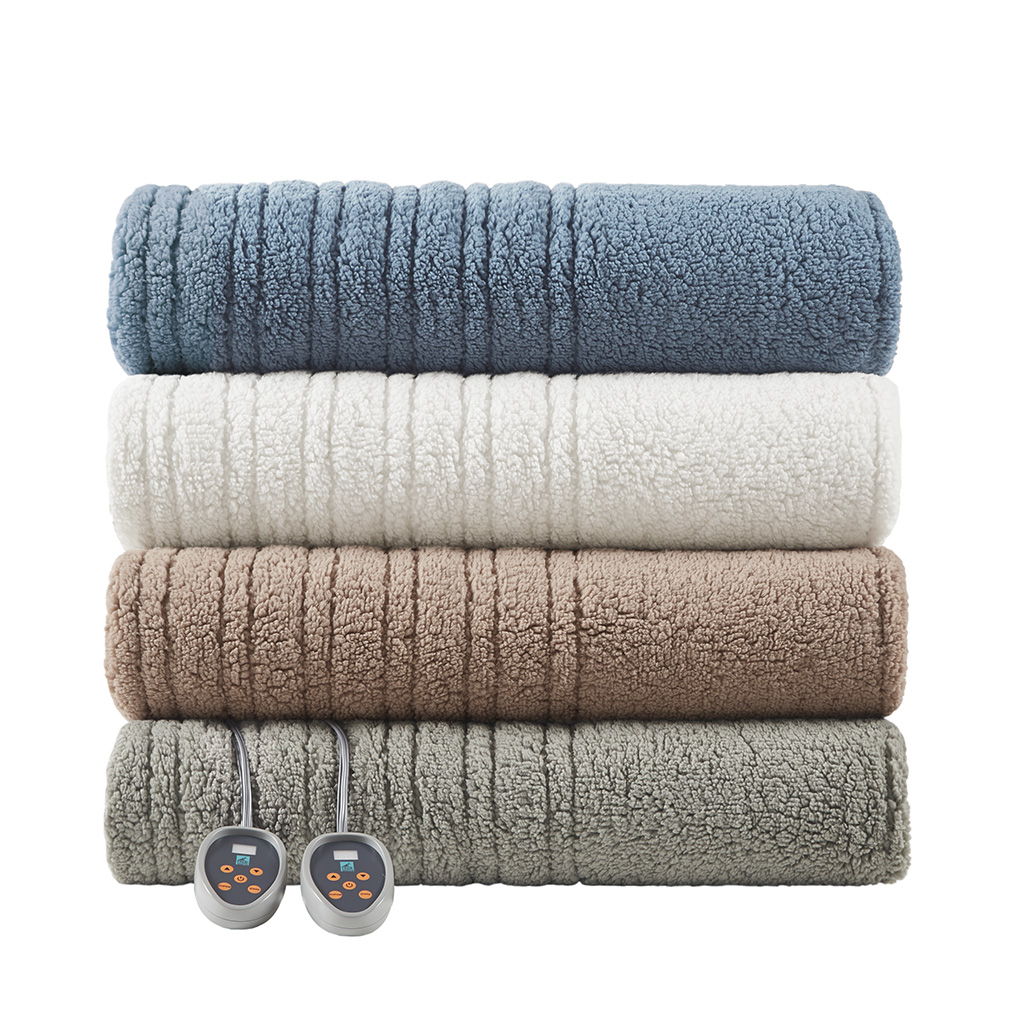 Sherpa - King Heated Blanket - Blue