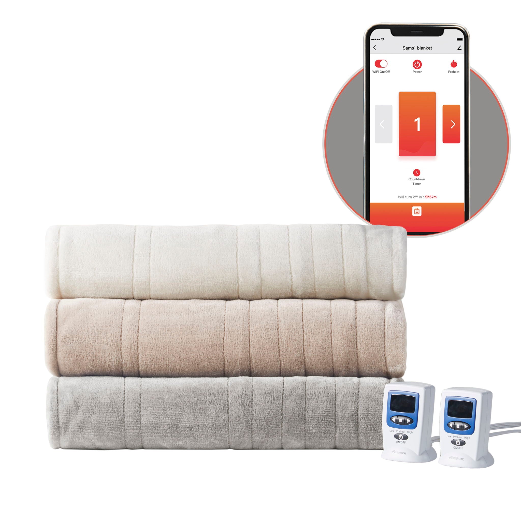 Microplush - King Heated Blanket With Wifi Technology - Ivory