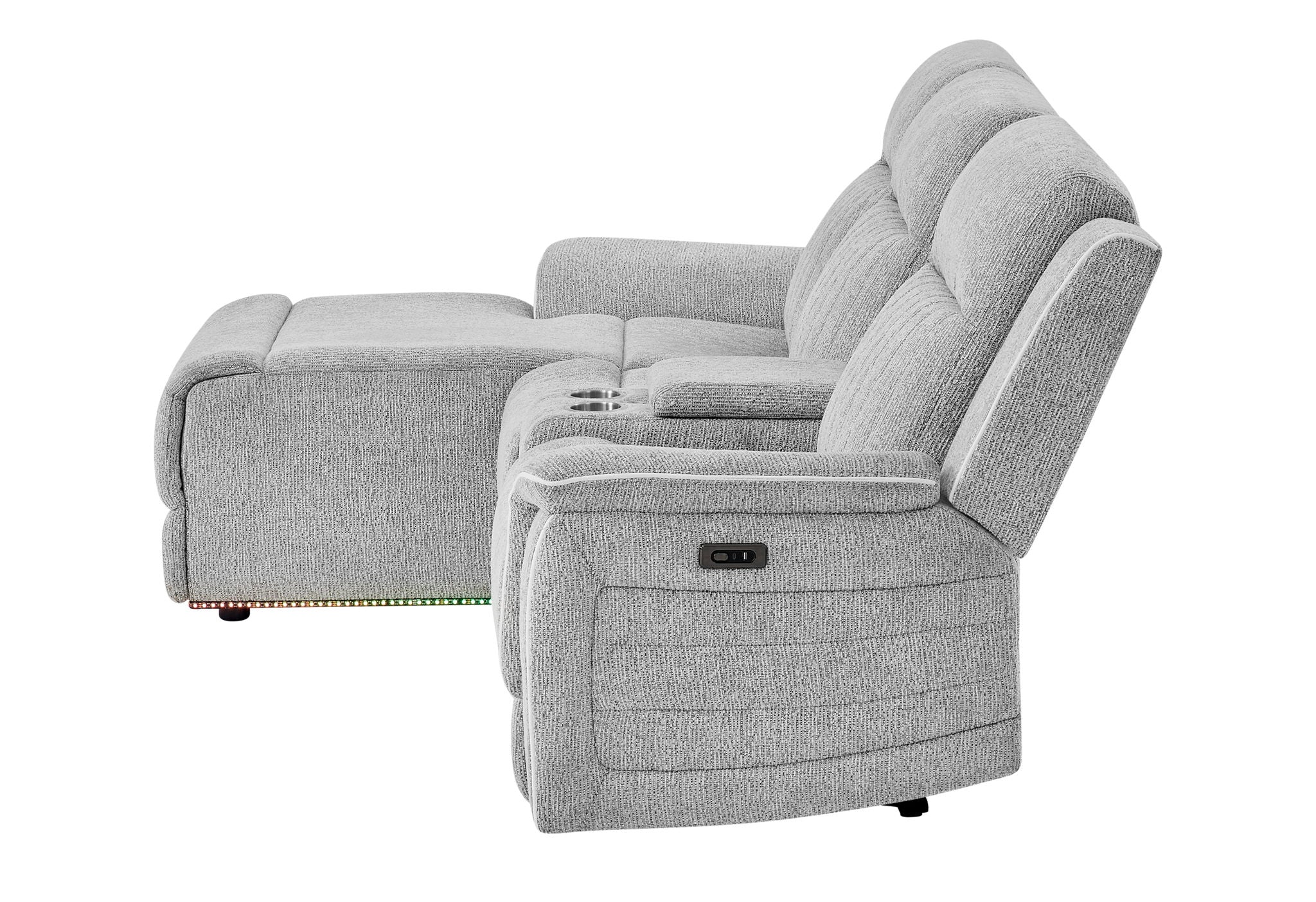 U8879 - 1 Power LAF Console Reclining Loveseat With LED And Global Surround Sound Speaker - Light Gray