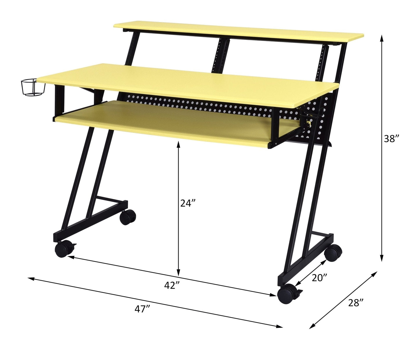 ACME Suitor Computer Desk, Yellow & Black 92904