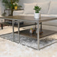 Padena Metal Frame Wood Living Room Coffee Table with Shelf