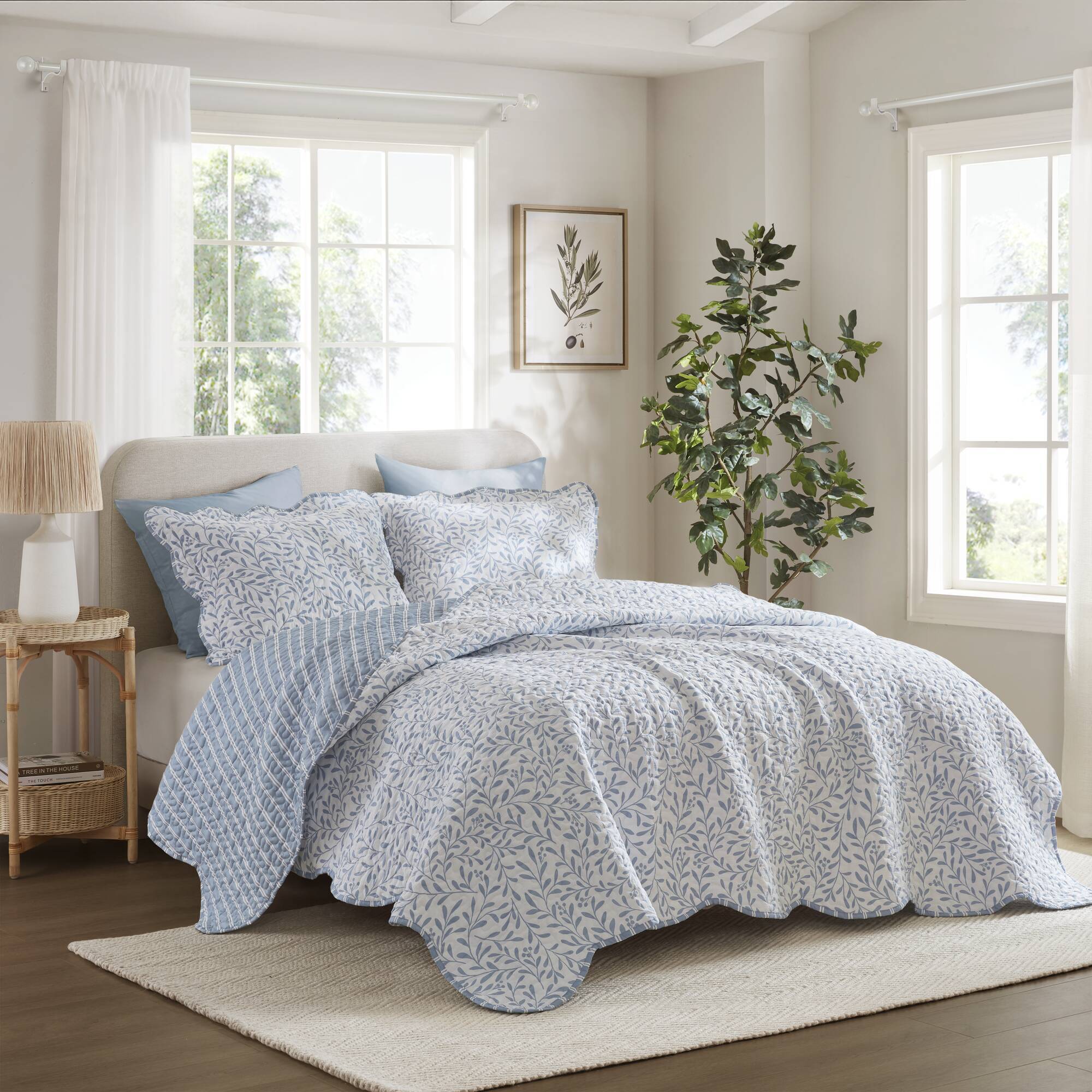 Darcy - 3 Piece Print Quilt Set - Blue