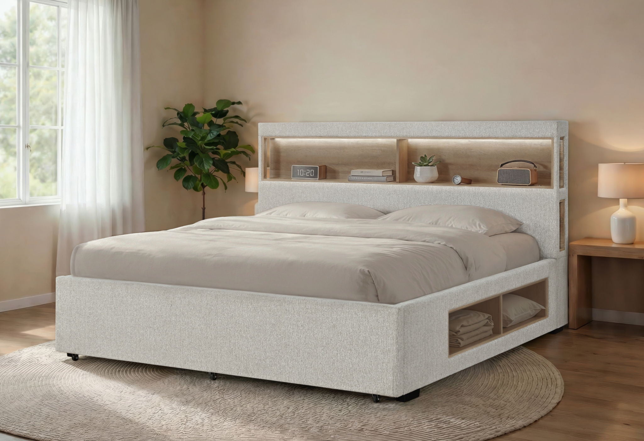 Sadie - King Bed Footboard And Slats - Beige