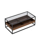 47.24"Rectangle Glass Coffee Table with storage shelf and metal table legs , Home Furniture for Living Room