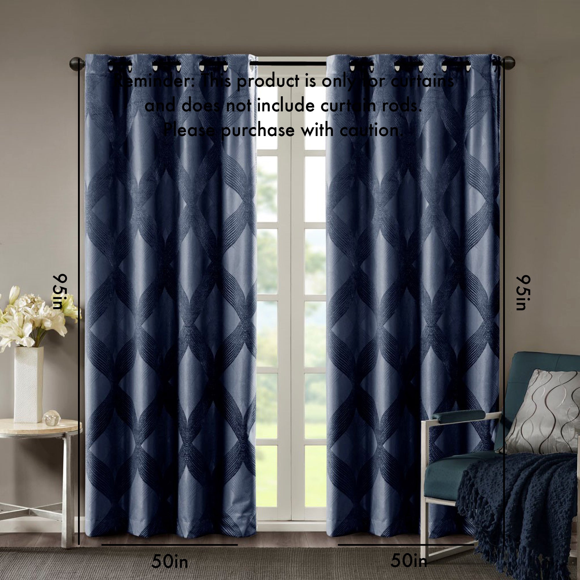 Ogee Knitted Jacquard Total Blackout Curtain Panel