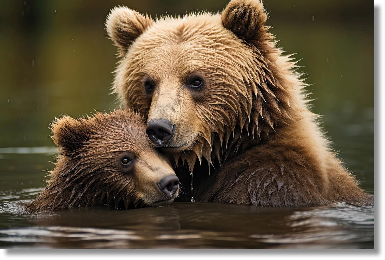 Gentle Embrace - 40" x 60" Framed Wall Art - Dark Brown