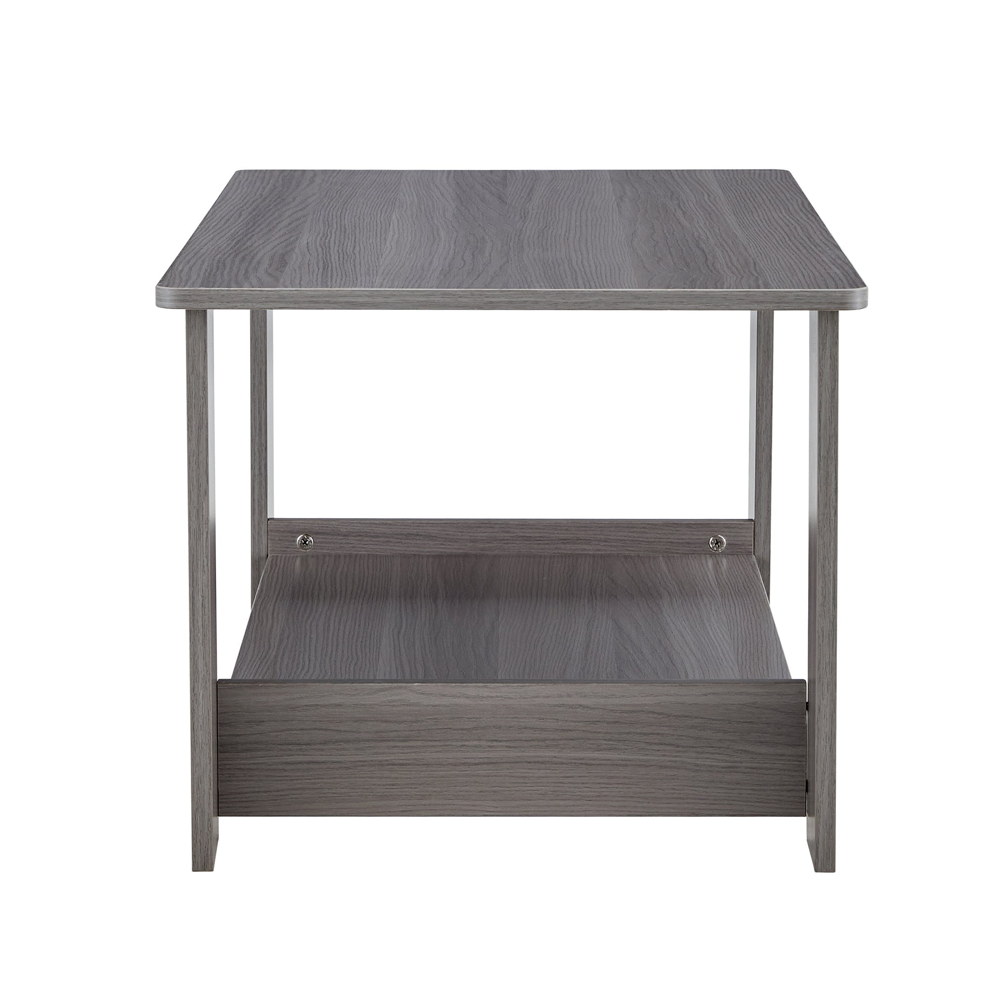 Modern minimalist gray wood grain double layered rectangular coffee table,tea table.MDF material is more durable,Suitable for living room, bedroom, and study room.19.6"*35.4"*16.5" CT-16