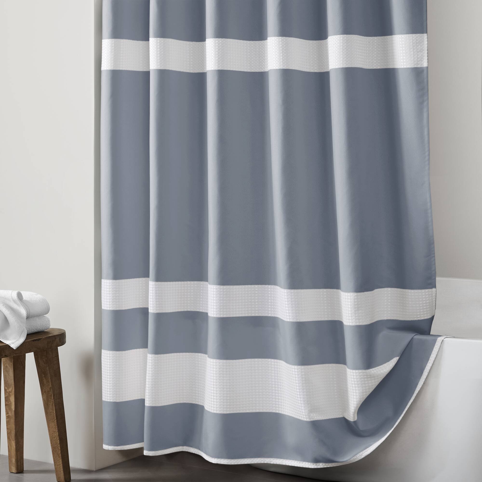 Spa Waffle - 72" x 78" Shower Curtain With 3M Treatment - Dark Blue