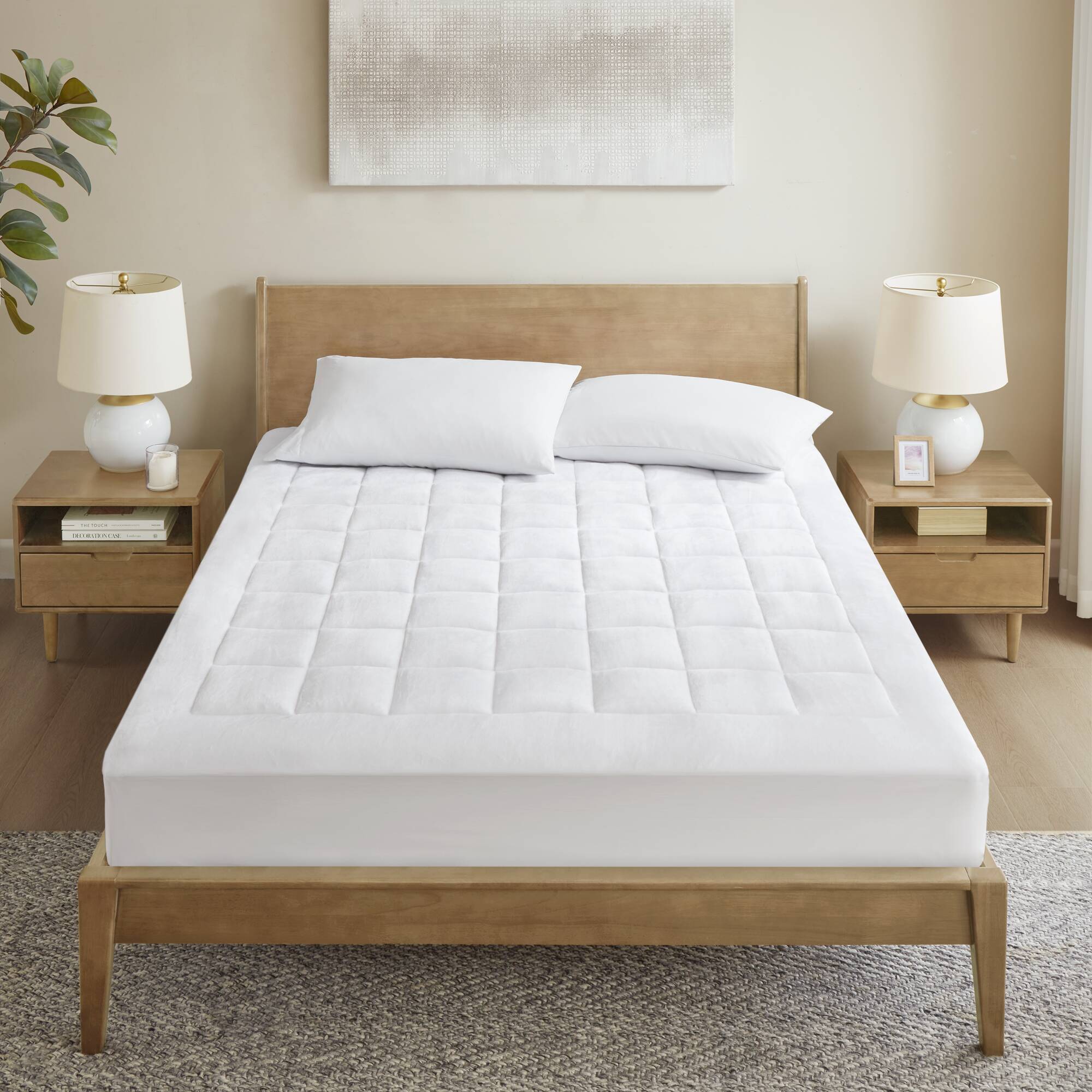 Cloud Soft - California King Overfilled Hypoallergenic Down Alternative Waterproof Mattress Pad - White