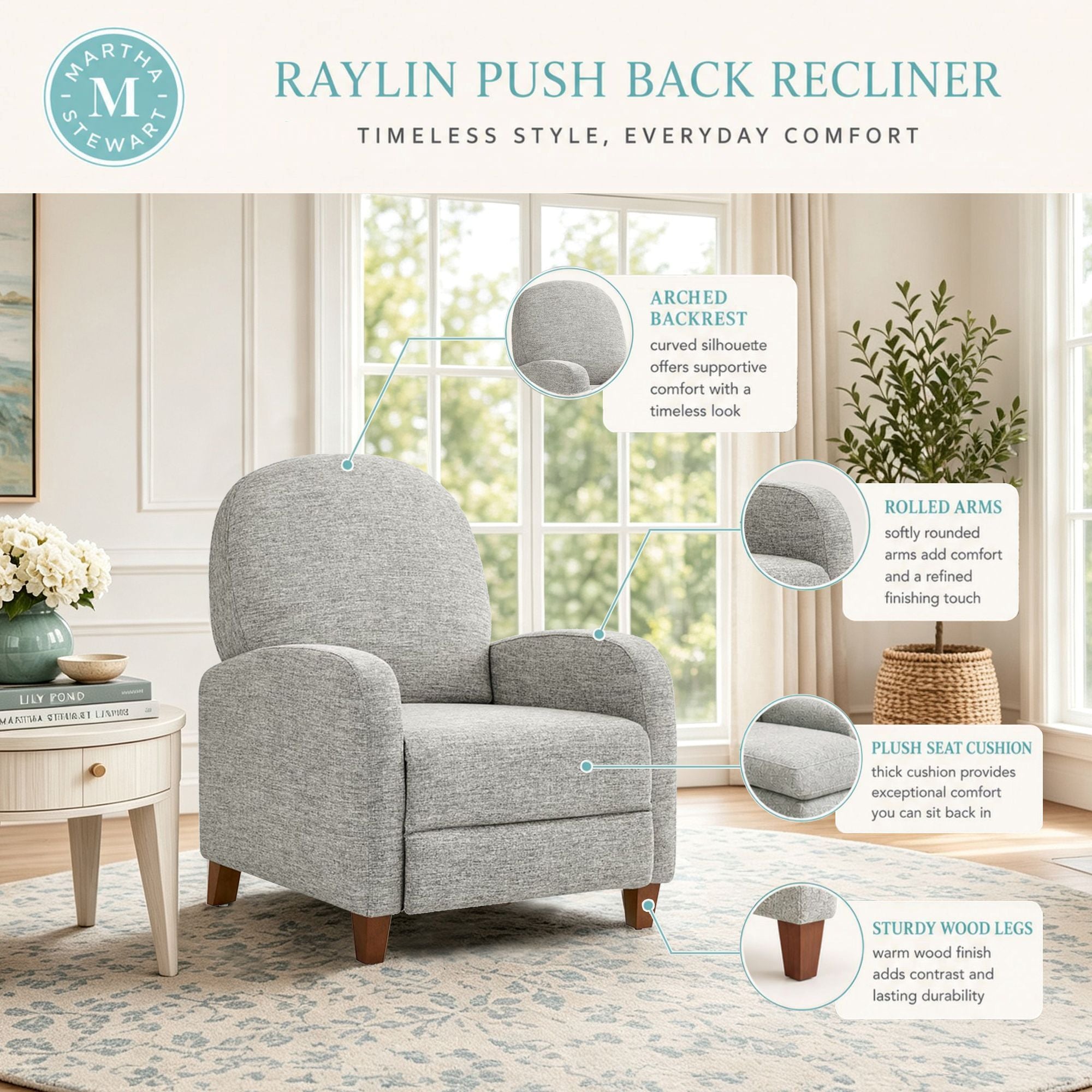 Raylin - Upholstered Push Back Recliner - Beige Multi