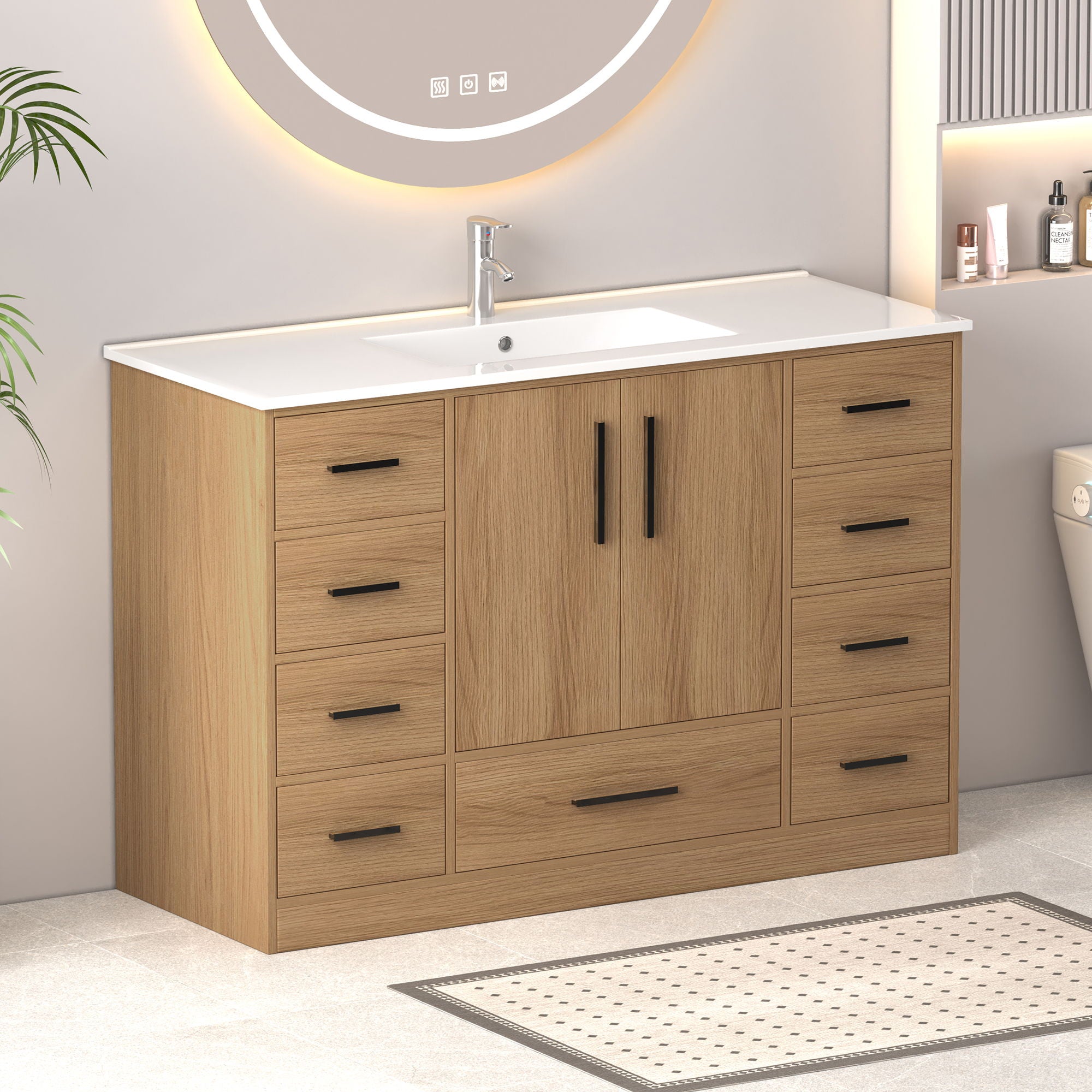 Bathroom Vanity With Abundant Storage 2 Soft Close Doors And 9 Drawers