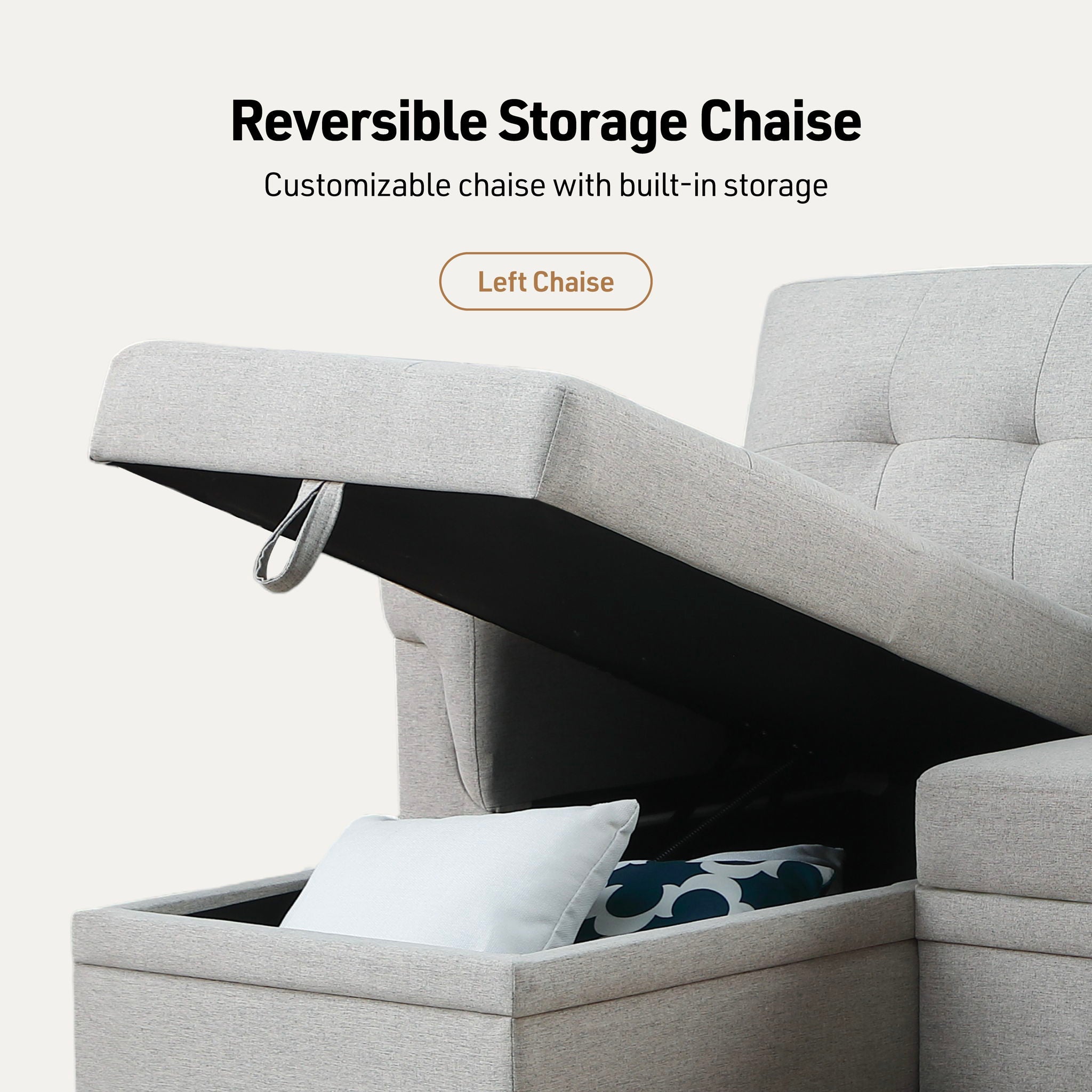 Lucca - Reversible Sleeper Sectional Sofa With Storage Chaise