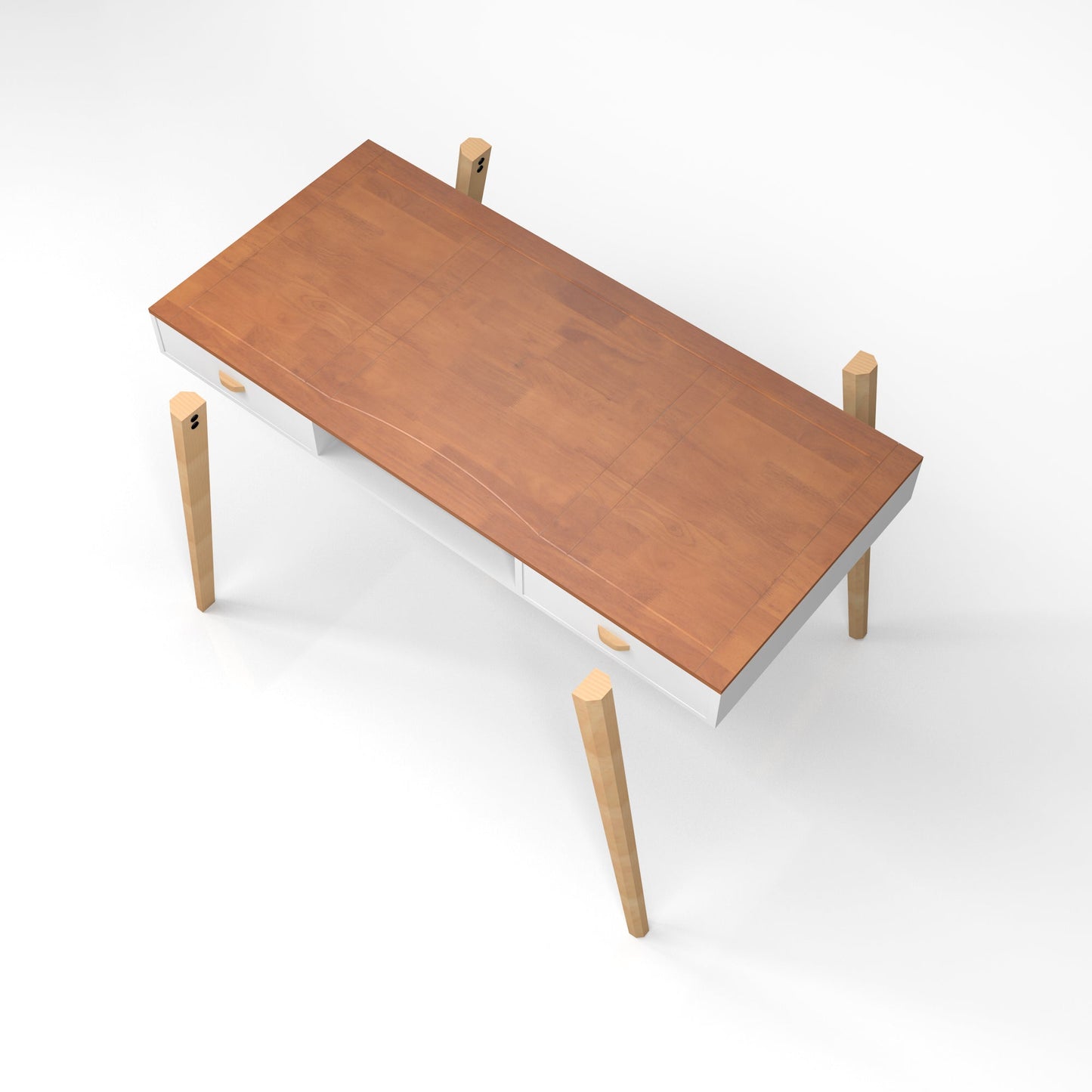 Double drawn solid wood computer desk