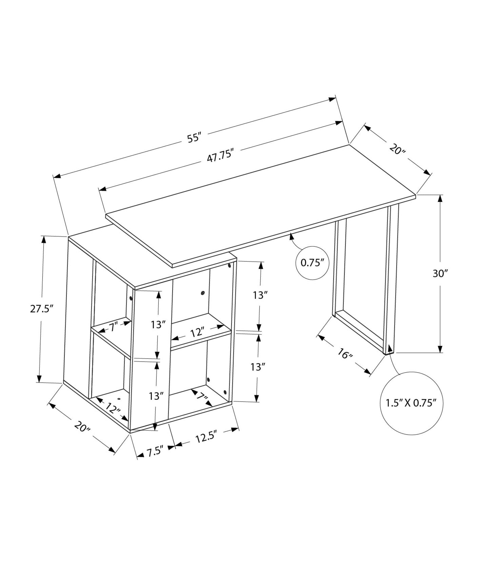 Computer Desk, Home Office, Left, Right Set-Up, Storage Shelves, Work, Laptop, Contemporary, Modern