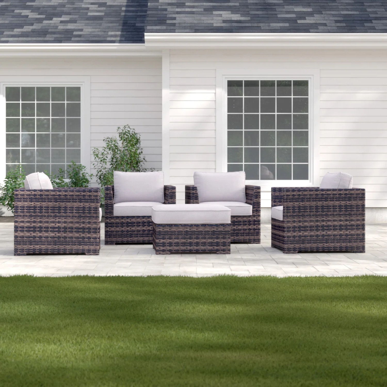 Outdoor Patio Chair Set For Patio With Foam Cushions