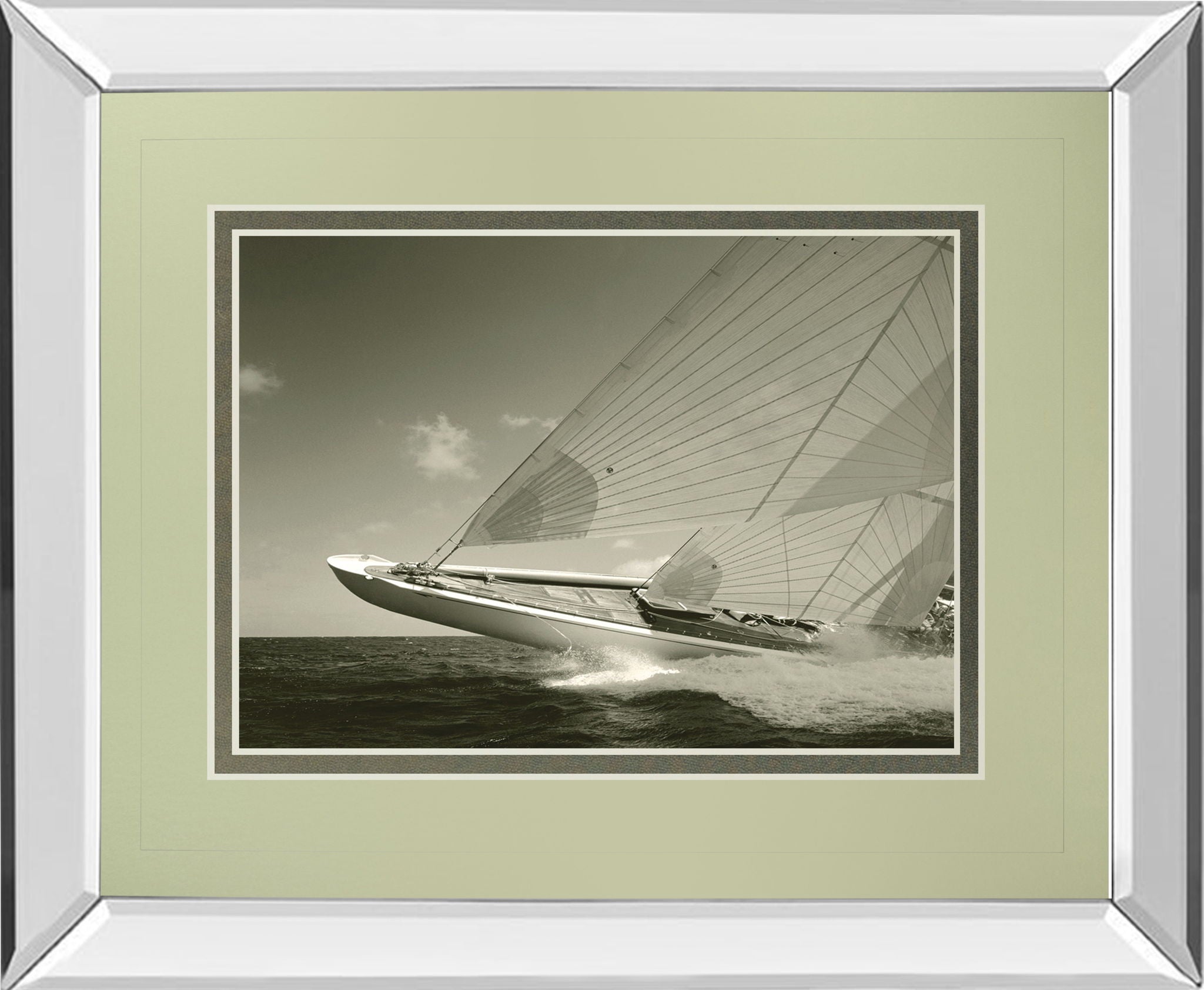 Sea Spray Il By Michael Kahn - Mirror Framed Print Wall Art - Gray