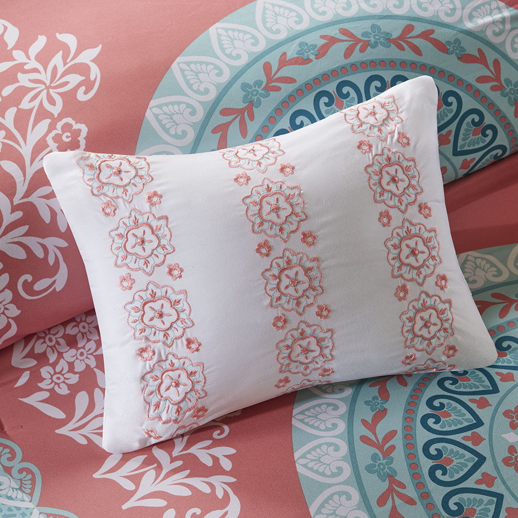 Loretta - Comforter And Sheet Set - Coral