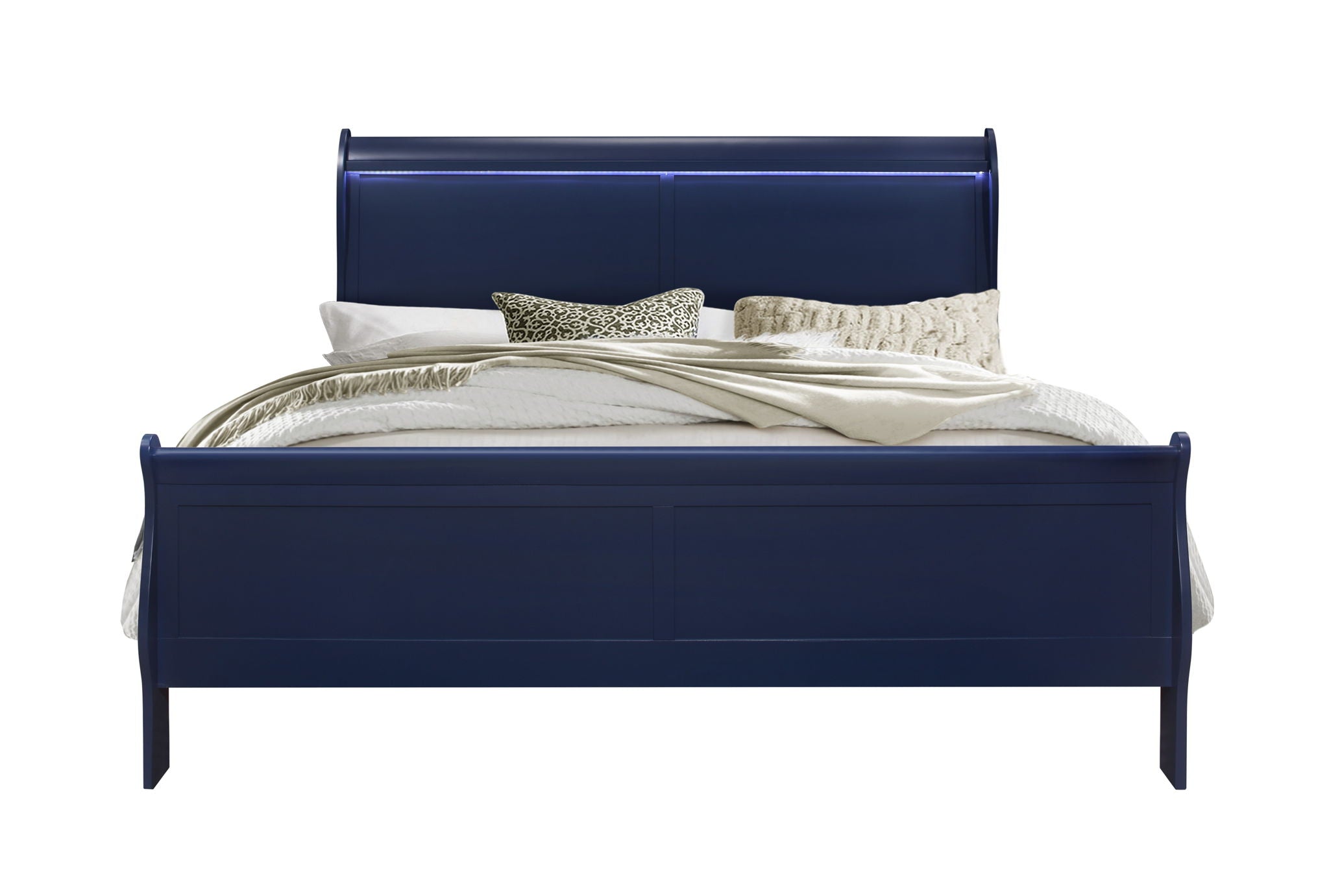 Charlie - King Bed With LED Headboard & Footboard - Blue