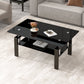 Tempered Black Glass Coffee Table, 2-Layers Tea Table