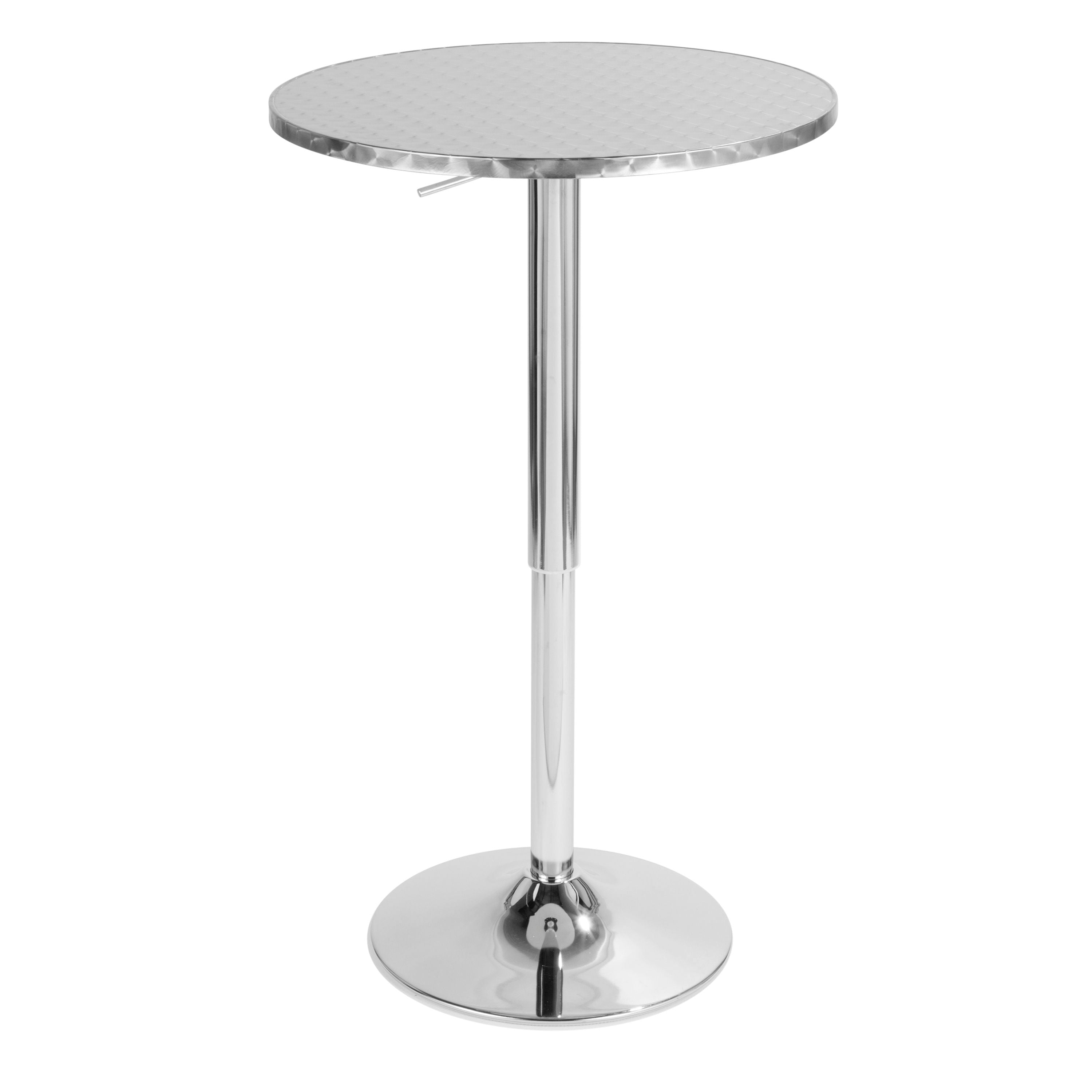 Bistro - Contemporary Adjustable Round Bar Table - Silver