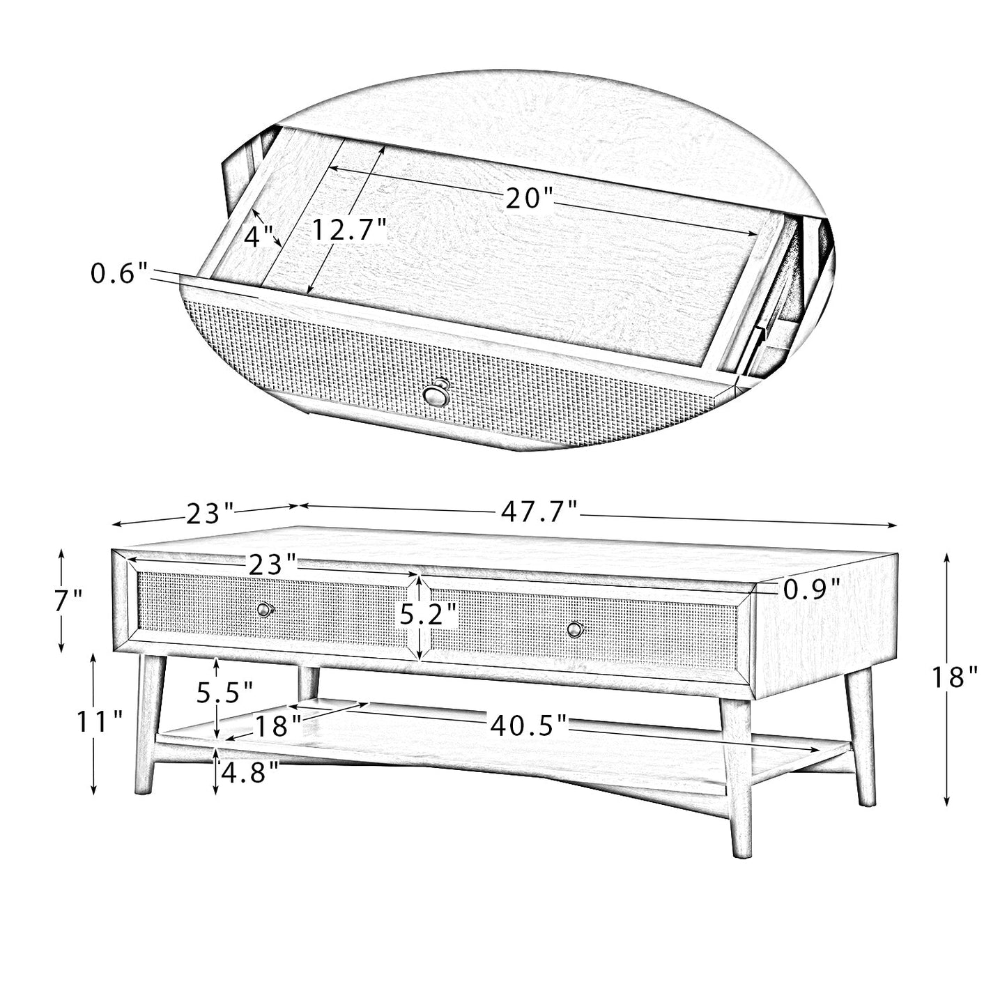 Geoftroy Coffee Table with Storage