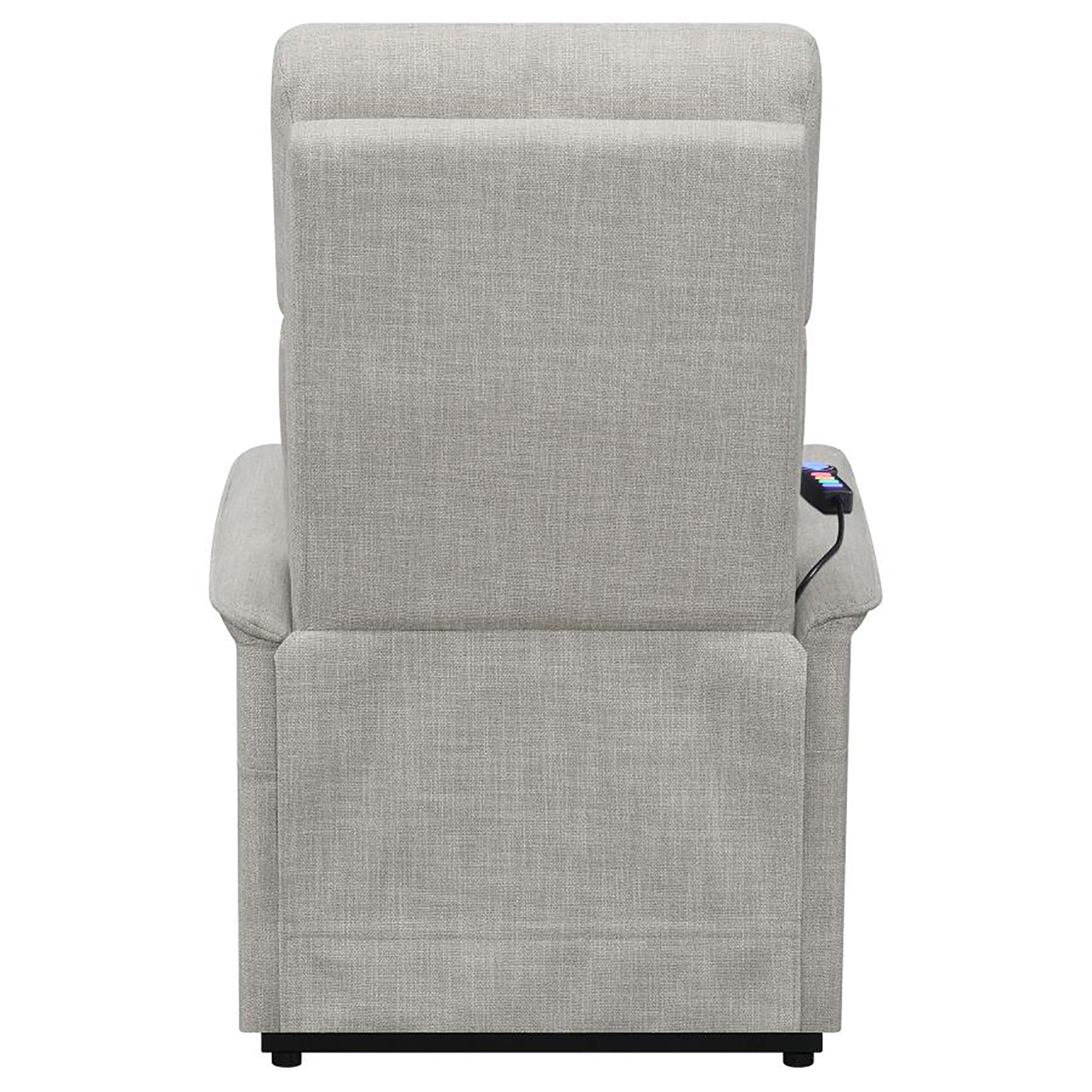 Beige Upholstered Power Lift Recliner with Wired Remote