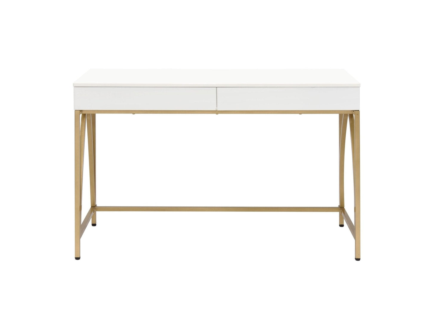 ACME Lightmane Desk, White High Gloss & Gold 92660