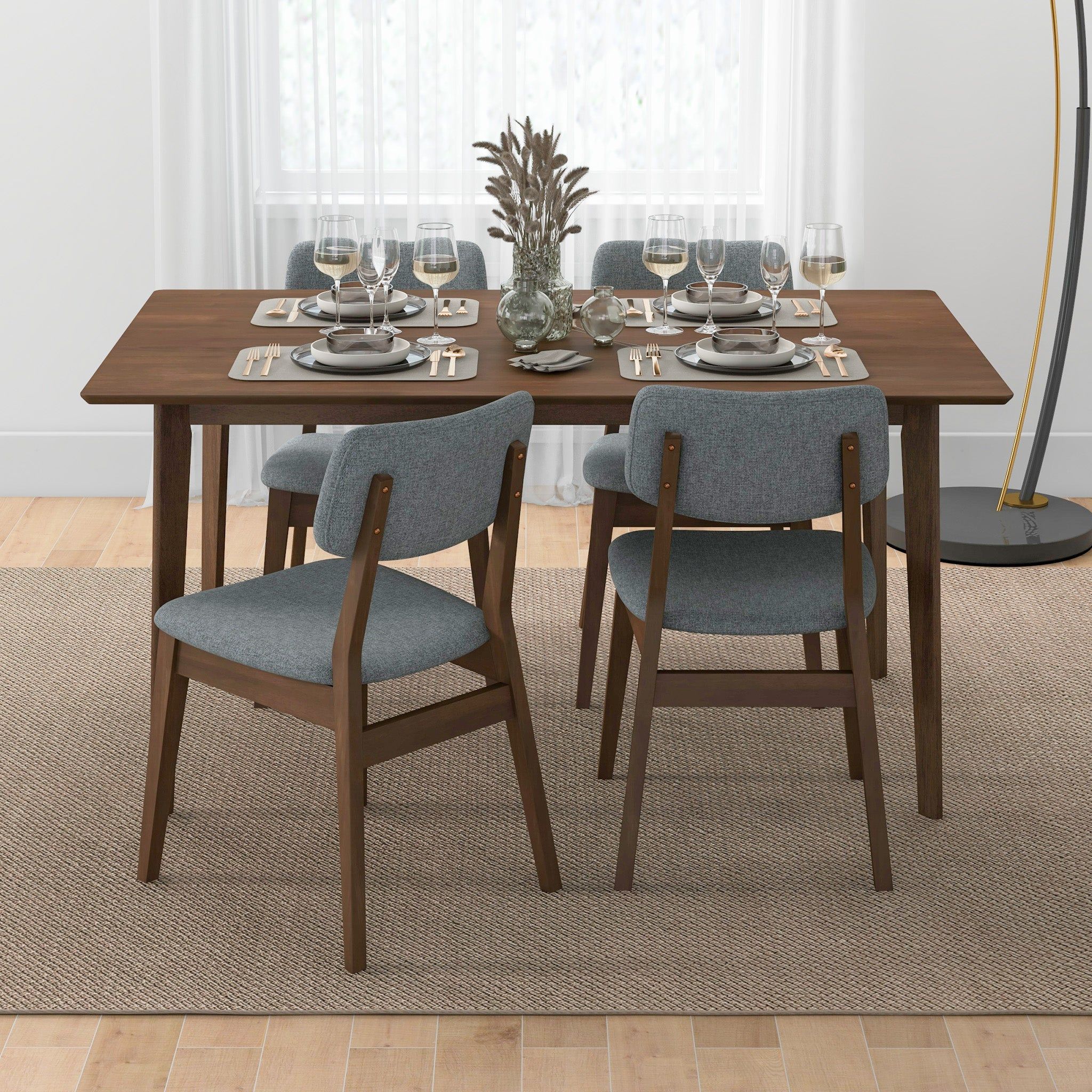 Carlos - Dining Table And 4 Side Chairs - Oak / Dark Gray