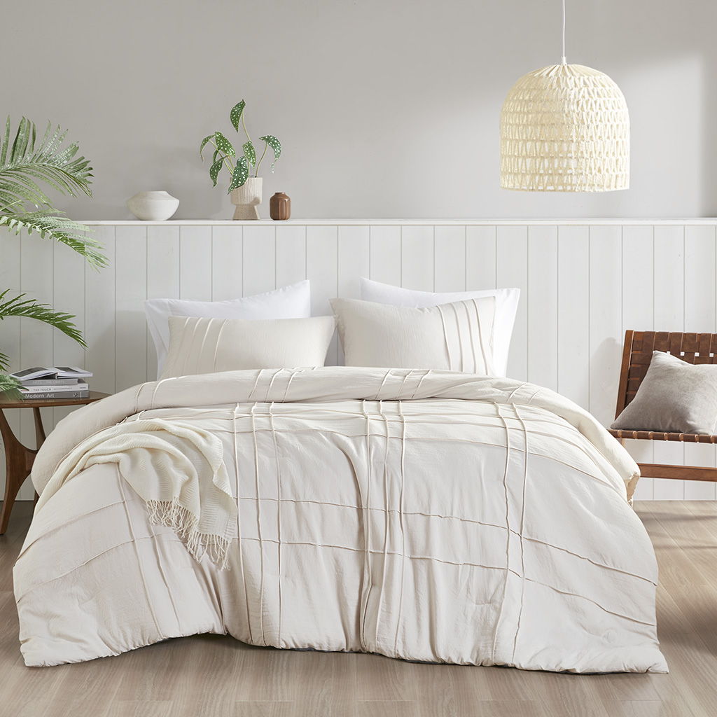 Porter - Twin/Twin Long Soft Washed Pleated Comforter Set - Neutral