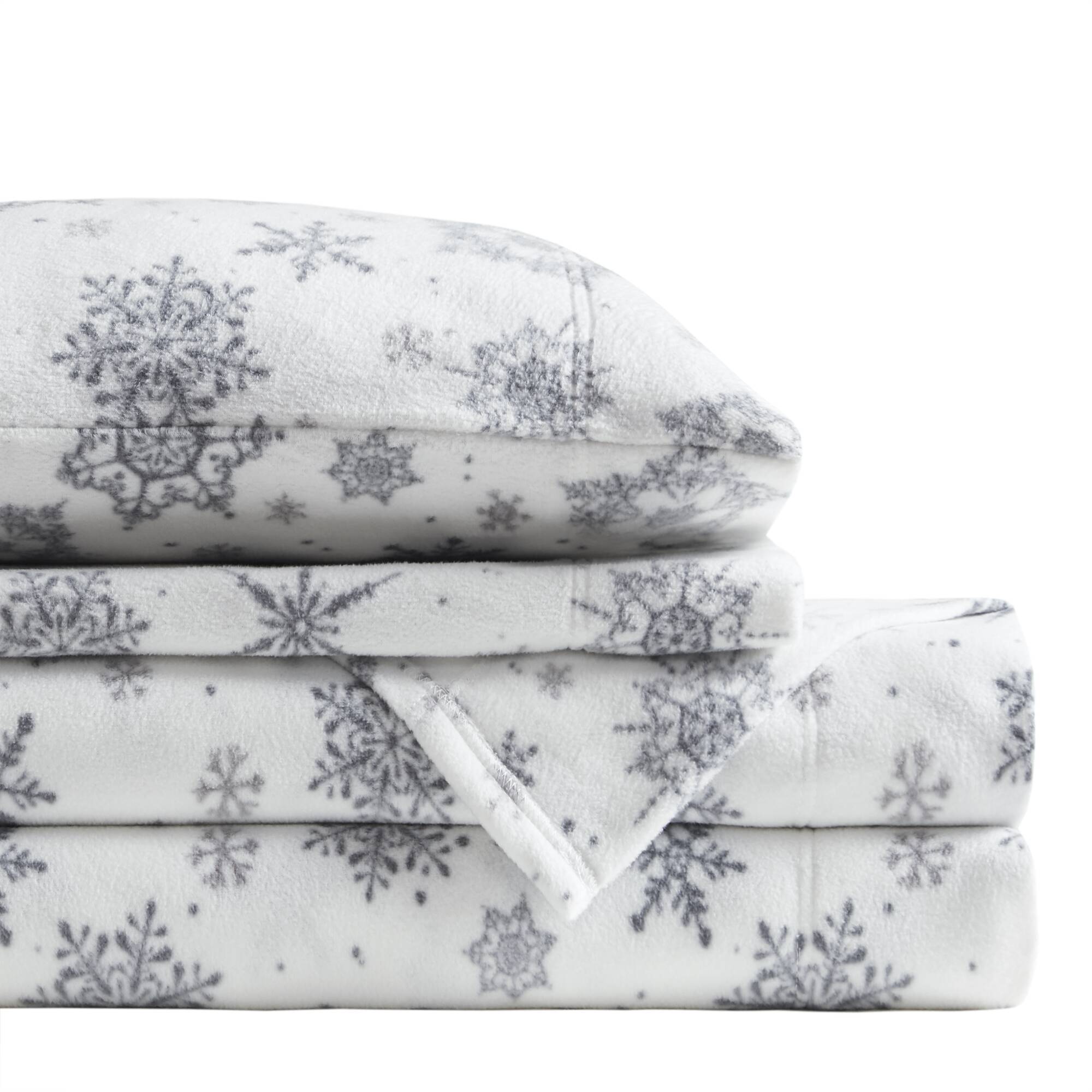 Micro Fleece - Sheet Set - Gray Snowflake